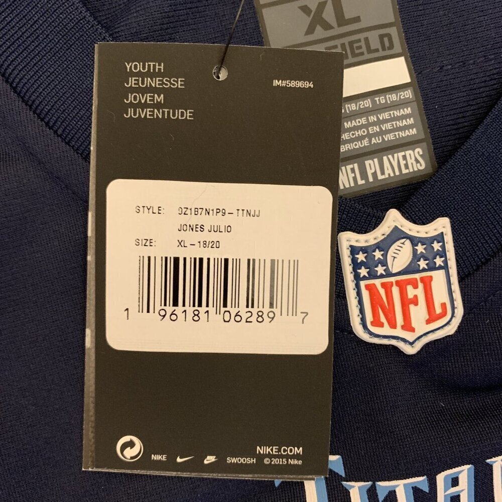 NWT Nike Youth Tennessee Titans NFL Julio Jones #2 Football Jersey Sz XL (18/20) - Picture 11 of 12